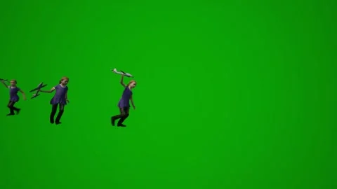 3D of several different kindergarten little boys on green screen background play Video stock 228798034