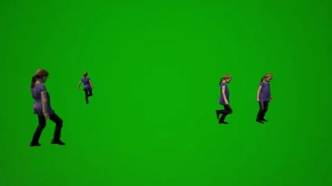 3D of several different kindergarten little boys on green screen background play Video stock 228798036