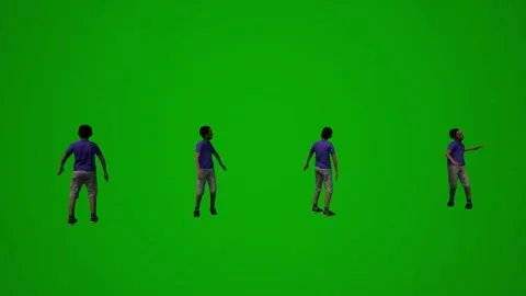 3D of several different kindergarten little boys on green screen background play Video stock 228798045