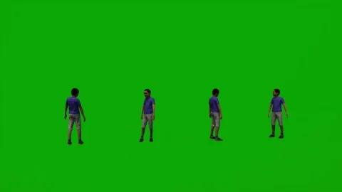 3D of several different kindergarten little boys on green screen background play Video stock 228798051