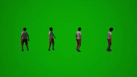 3D of several different kindergarten little boys on green screen background play Video stock 228798059