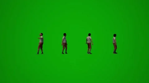 3D of several different kindergarten little boys on green screen background play Video stock 228798060
