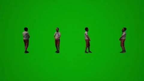 3D of several different kindergarten little boys on green screen background play Video stock 228798061