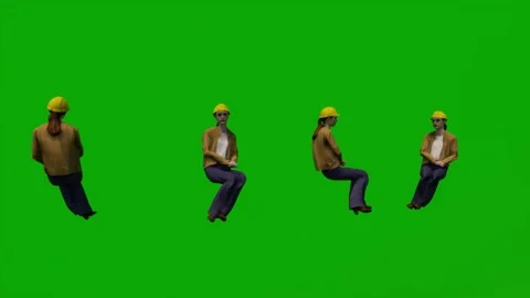 3D of several female production managers on green screen sitting and resting and Video stock 228798488