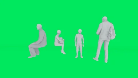 3D several teachers and students on green screen isolated background moving with Video stock 232898588