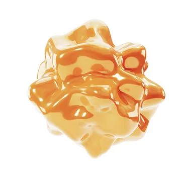 3d shape Abstract golden liquid with spherical element. realistic illustration Stock Illustration