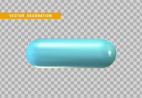3d shape isolated blue capsule on transparent background Stock Illustration