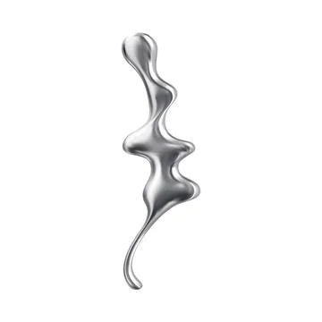 3d shape. Liquid drop with chrome effect. Stock Illustration