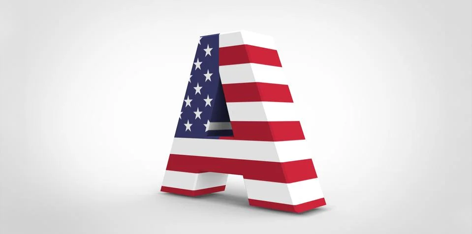 3D A shape with USA flag Stock Illustration
