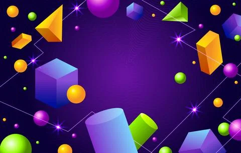 3d-Shapes-Floating-Background Stock Illustration