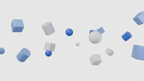 3D shapes floating, seamless loop, alpha channel transparent Stock Footage 347484394