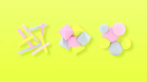 3d shapes. Geometric 3d object. Abstract design. Geometric shapes. Illustrazione stock