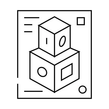 3d shapes line icon vector illustration black Illustrazione stock