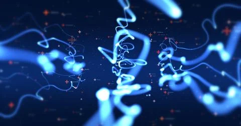3D Shapes Moving In Space. Abstract Background Render 스톡 일러스트