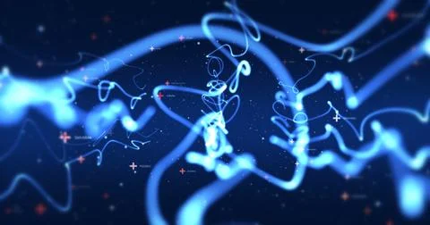 3D Shapes Moving In Space. Abstract Background Render Stock Illustration