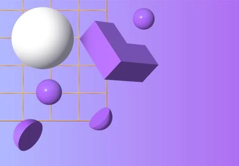 3D shapes or abstract design elements falling in trendy colorful surreal Illustrazione stock