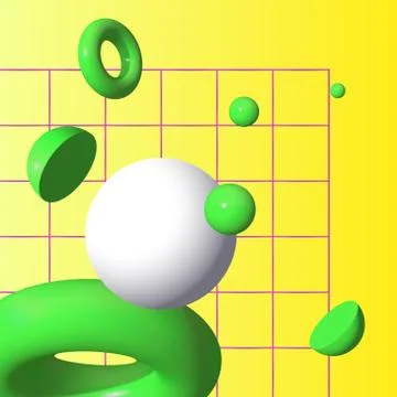 3D shapes or abstract design elements falling in trendy colorful surreal 스톡 일러스트