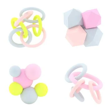 3d shapes set. Abstract objects collection. 3d geometric shapes. Stock-Illustration