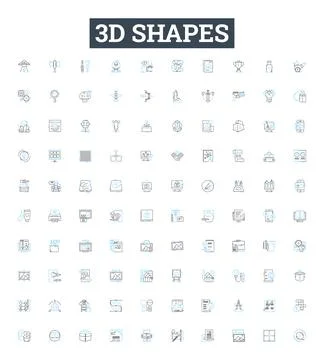 3d shapes vector line icons set. Polyhedron, cube, pyramid, cuboid, tetrahedron Illustrazione stock