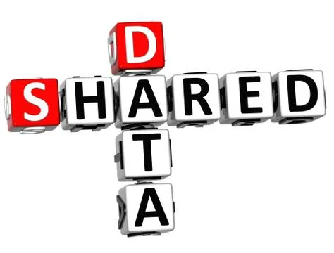 3d shared data crossword Illustrazione stock