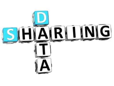 3d sharing data crossword cube words Illustrazione stock