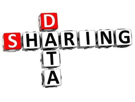 3d sharing data crossword cube words Illustrazione stock