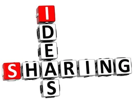 3d sharing ideas crossword cube words Illustrazione stock