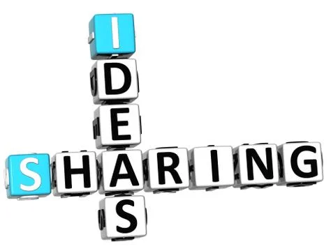 3d sharing ideas crossword cube words Illustrazione stock