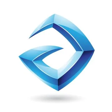 3d Sharp Glossy Blue Logo Icon based on Letter A イラスト素材