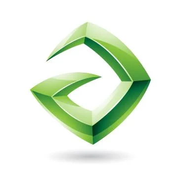 3d Sharp Glossy Green Logo Icon based on Letter A Stockillustratie