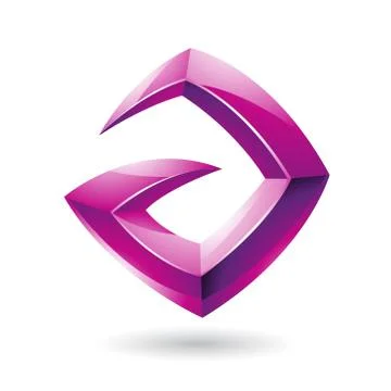 3d Sharp Glossy Magenta Logo Icon based on Letter A Stock Illustration