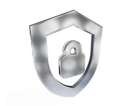 3D shield and lock symbolizing robust cybersecurity Stock Illustration