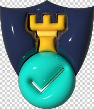 3D Shield with Check Mark Symbol Stock Illustration
