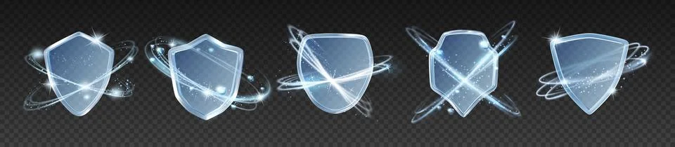 3D shield. Clear immune protect. Glass health safety. Safe and shine medical イラスト素材