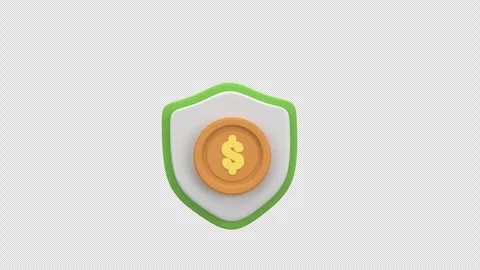 3D shield with coin and dollar symbol represents financial security, safe t.. Stock Footage 310602840