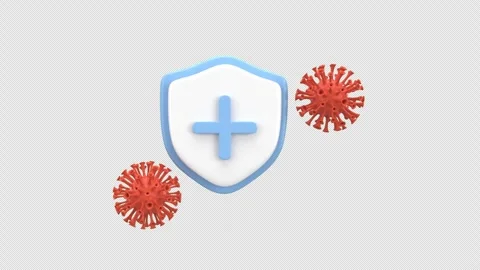 A 3D shield icon with a blue cross symbol, representing protection or immun.. Stock Footage 310346683