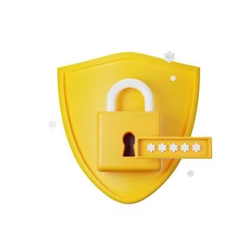 3D shield icon render, lock password secure concept, secret personal data Stock Illustration