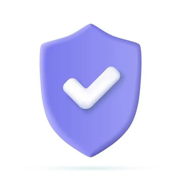 3d Shield protected icon with check Illustrazione stock