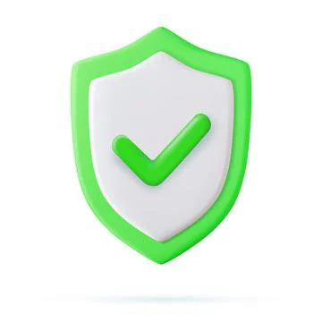 3d Shield protected icon with check Иллюстрация