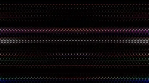 3D shining bright dots set colorful line wave motion, on black background Stock Footage 252037148