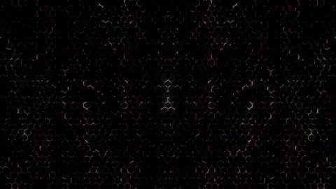 3D shining bright dots set colorful line wave motion, on black background Stock Footage 252037225