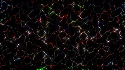 3D shining bright dots set colorful line wave motion, on black background Video stock 294689774