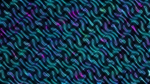 3D shining bright dots set colorful line wave motion, on black background Stock-Footage 296003110