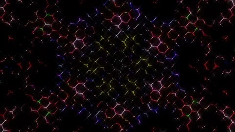 3D shining bright dots set colorful line wave motion, on black background Video stock 296517578