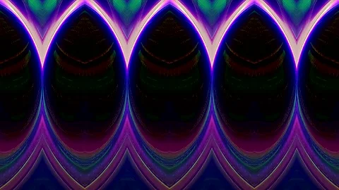 3D shining bright lines set wave motion, color full, on black background 库存影片 330751832