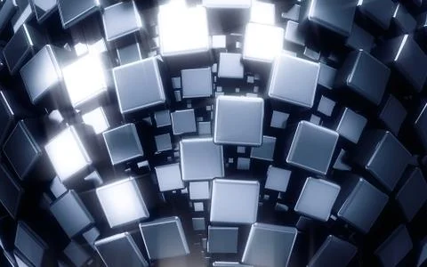 3d shining metal cubes background Stock Illustration