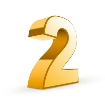3d shiny golden number 2 Stock Illustration