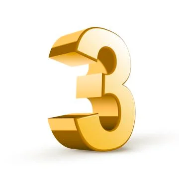 3d shiny golden number 3 Illustrazione stock