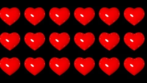 3d shiny hearts beating background, alpha channel, seamless looping Stock Footage 102927579
