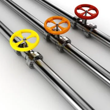 3d shiny pipelines on white background Stock Illustration